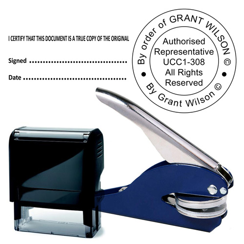 UCC1-308 birth certificate embosser corporate common seal