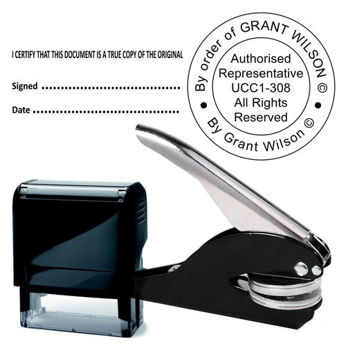 UCC1-308 birth certificate embosser corporate common seal